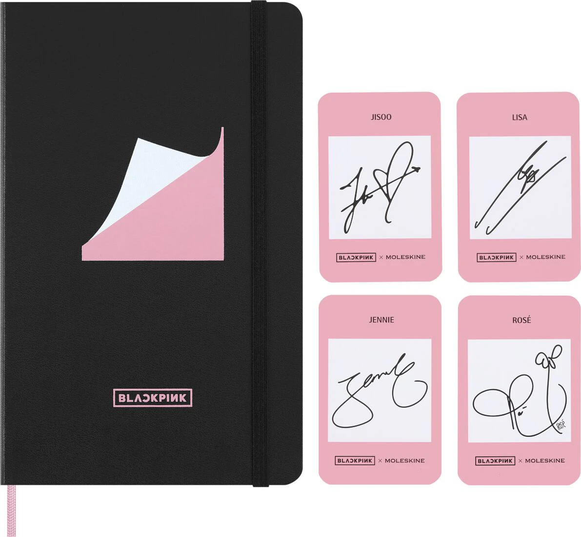 Moleskine x BLACKPINK notebook with pink interior and sticker set